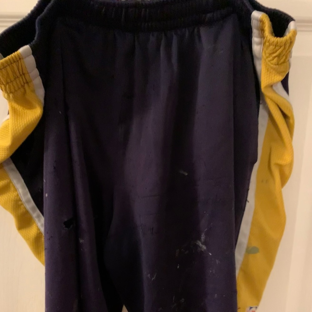 Vintage purple/gold NBA shorts size XL.